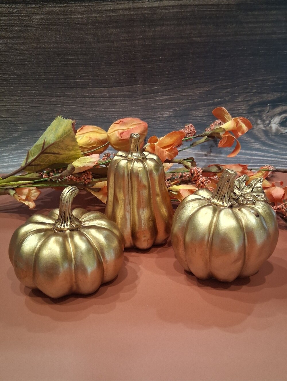 Mini 3" Gold Resin Pumpkin/Gourd -Fall Thanksgiving Set of 3 table & home decor